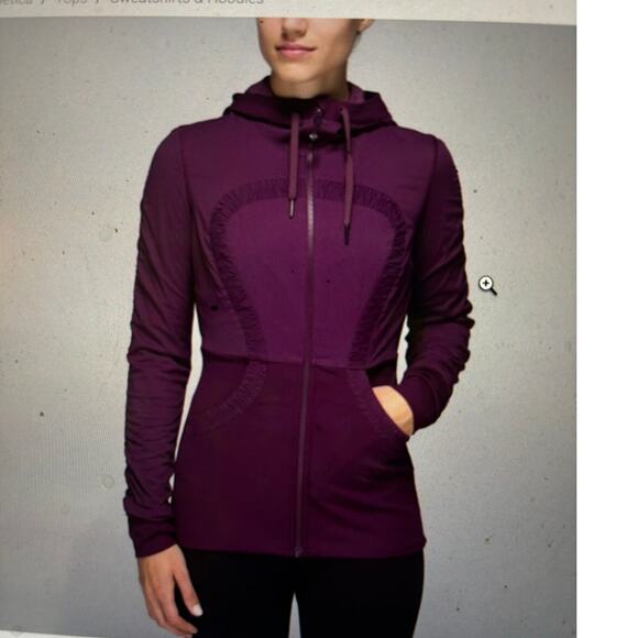 Lululemon Dance Studio Jacket Womens Reversible Plum Zip Hoodie Thumbholes sz 4